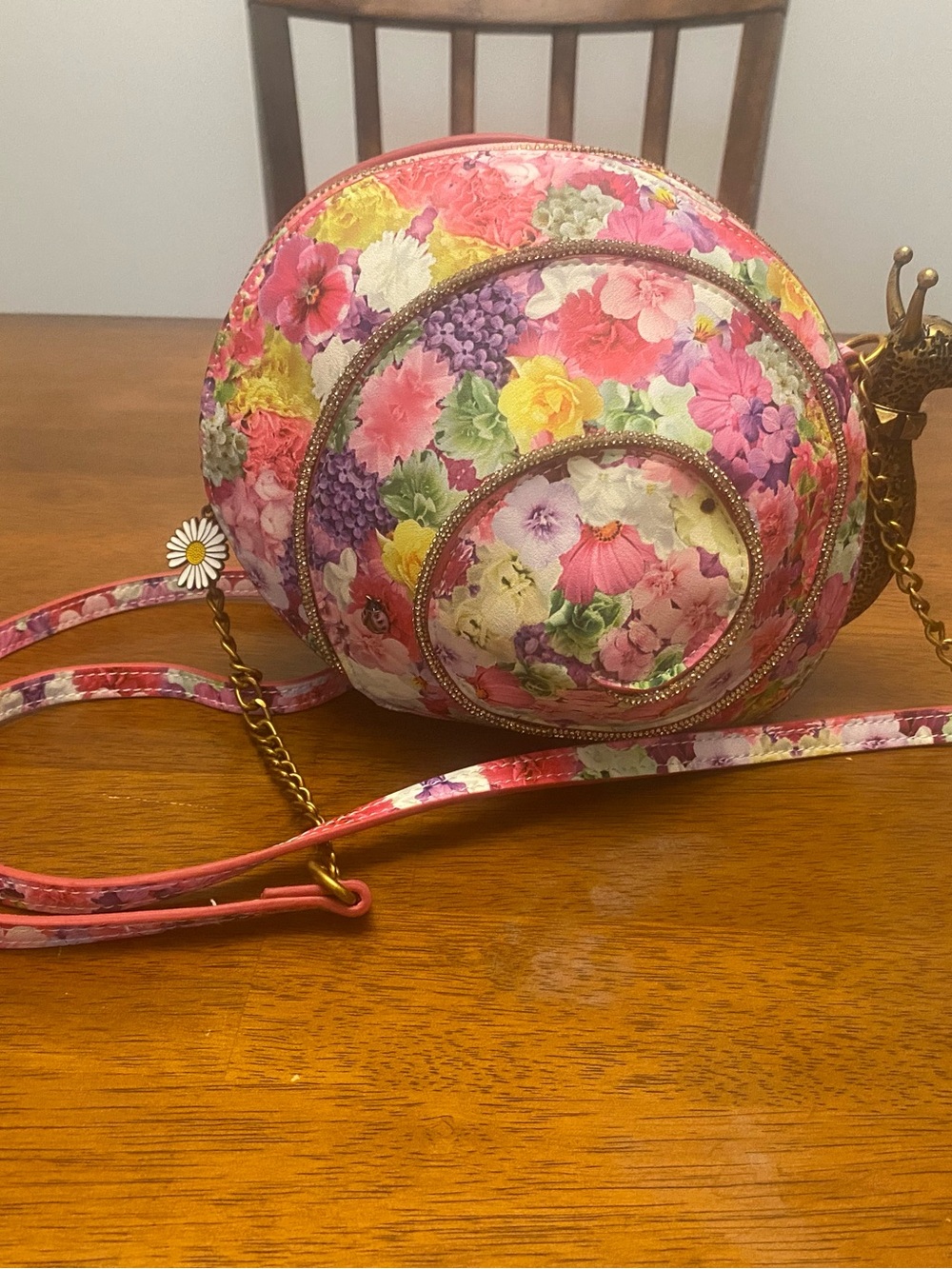RARE Betsey Johnson Kitsch Snailed It Floral Snail Crossbody Purse Bag